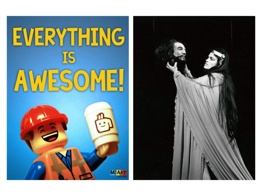Everything is awesome Lego World vs. Salome with the head of Jokanaan.
