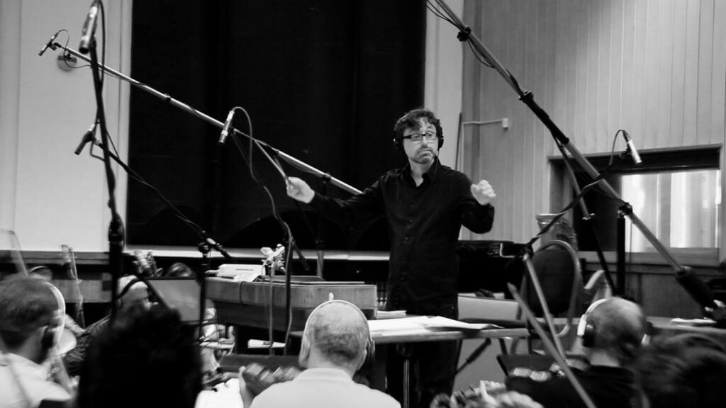 Mark Slater conducting Prague Metropolitan Orchestra at Smecky Studios