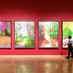 Installation view of the exhibition “David Hockney” at the Museum of Contemporary Art Tokyo, 2023. From the series The Arrival of Spring in Woldgate, East Yorkshire in 2011 (twenty eleven) The David Hockney Foundation © David Hockney, Photo: Alma Reyes
