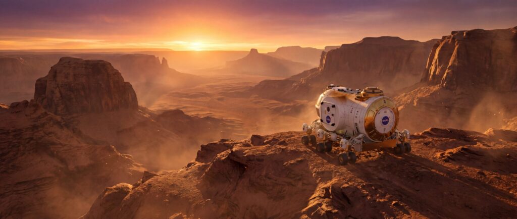 Still from the fulldome film Mars 1001, scored by Mark Slater