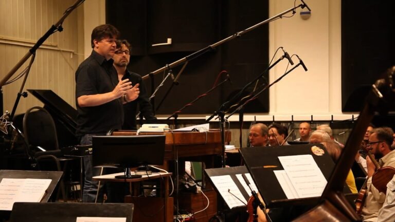Director Robin Sip introducing the film to the orchestra