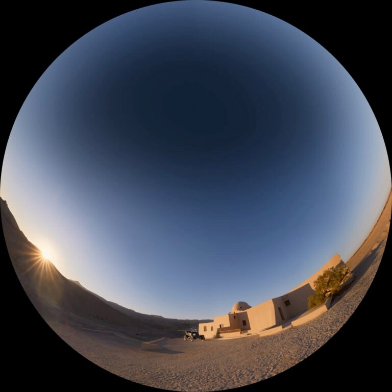 Fulldome master: a desert settlement at dawn, from the King Tut trailer