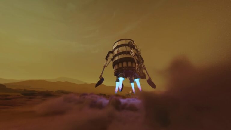 The landing vehicle approaches Mars
