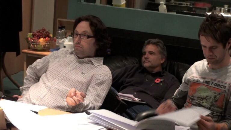 In the control room - with director Kris Koenig and David Westcott