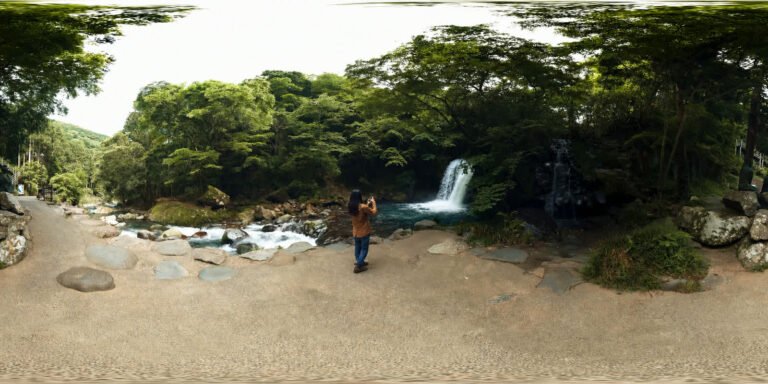A forest waterfall — 360 panorama, from Tokyo Origami